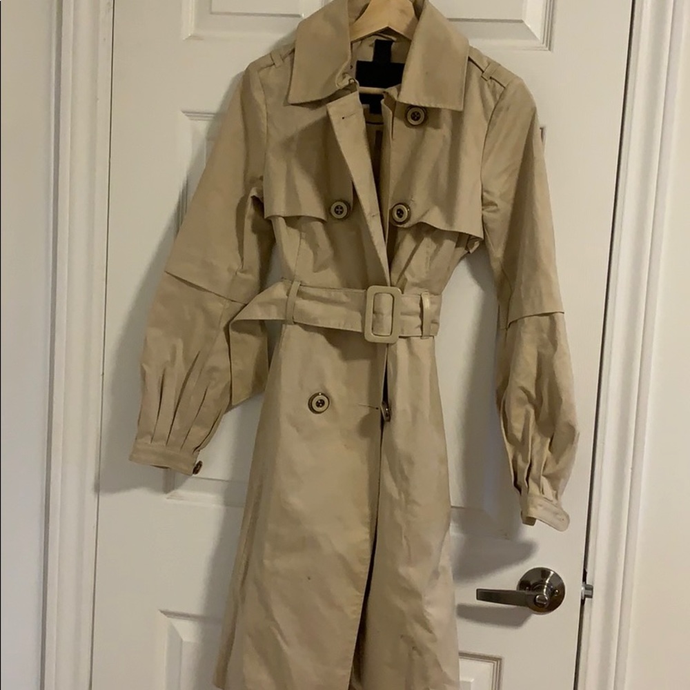 Mackage trench coat w/ leather detail classic tan